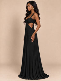 Butter Yellow Pleated Cutout Maxi Dress