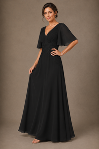 A-Line Chiffon Mother of the Bride Dress with Applique