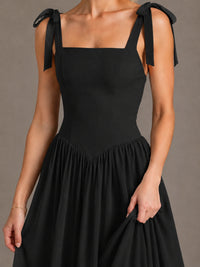 Square Neck A-Line Maxi Dress