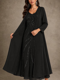 Sequin Chiffon Mother of the Bride Dress with Jacket