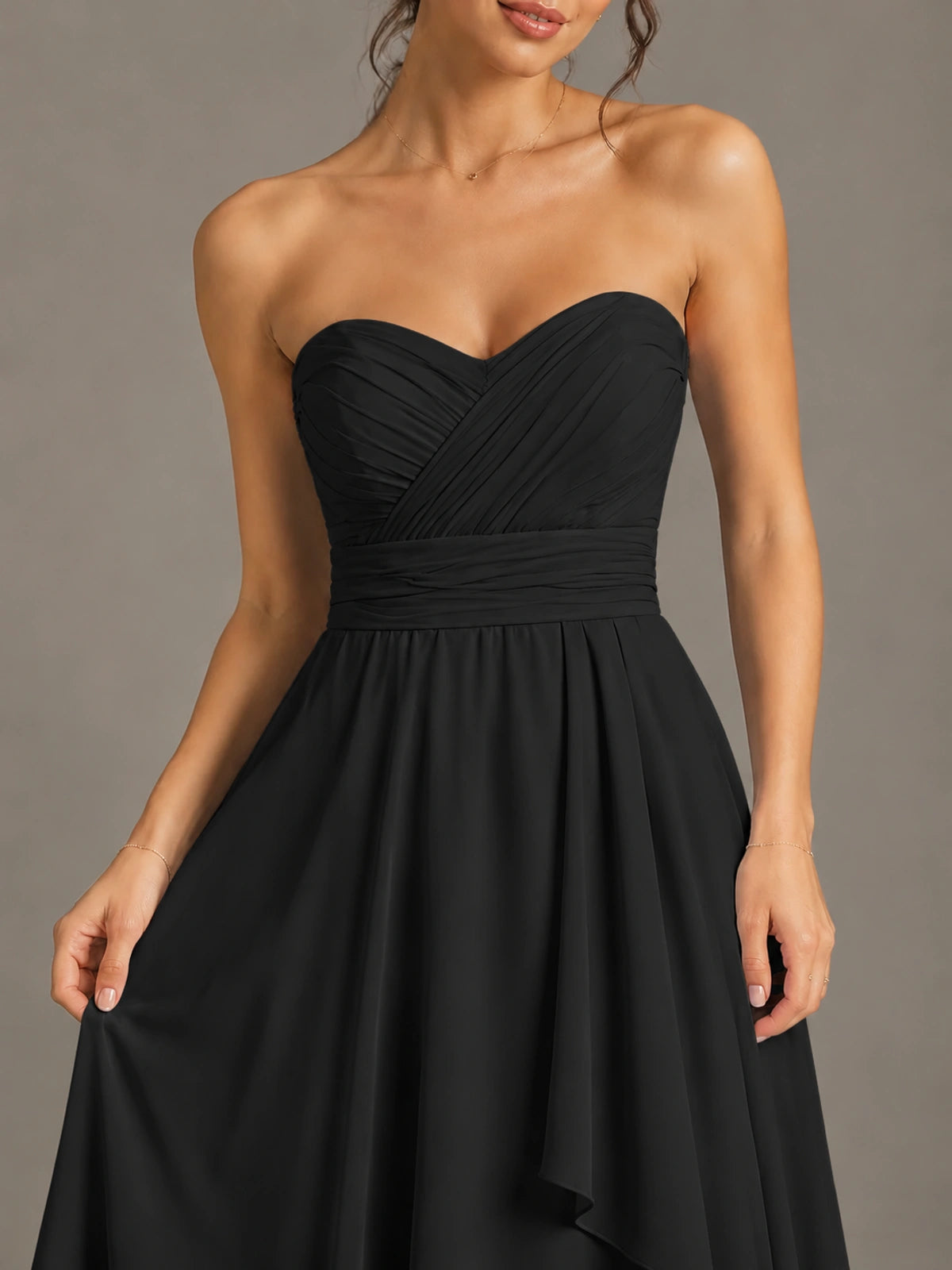 Strapless Ruffle A-Line Maxi Dress