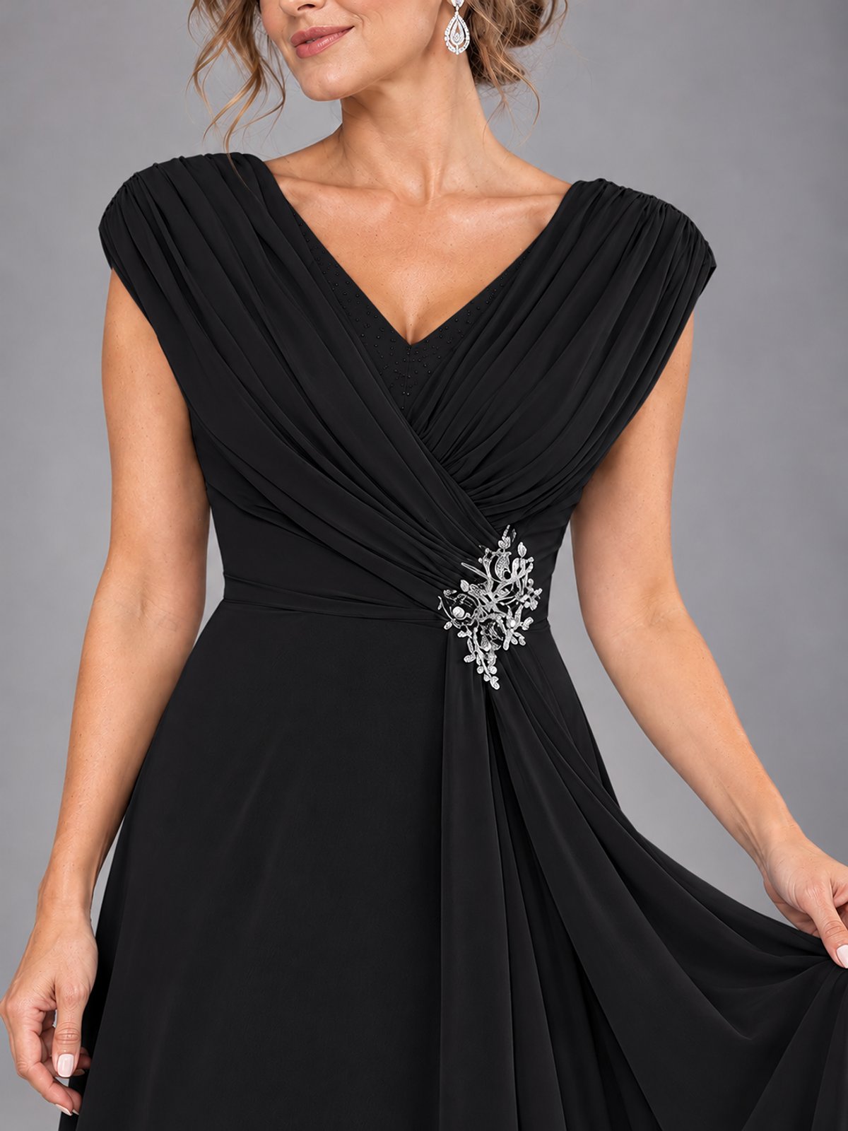 Cap Sleeve Chiffon A-Line Mother of the Bride Dress