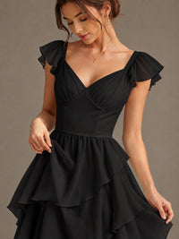 Ruffle Tiered V Neck Maxi Dress