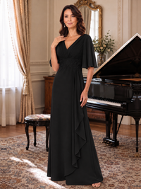 V-Neck Chiffon Lace Mother of the Bride Dresses