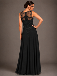 A-line 2 Pieces Chiffon Appliques Mother of The Bride Dresses with Jackets