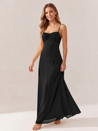 JOVELLEE Yellow Sweetheart Ruched Bust Chiffon Maxi Dress
