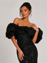 Sequin Off-Shoulder Ruffle Mermaid Prom Dress
