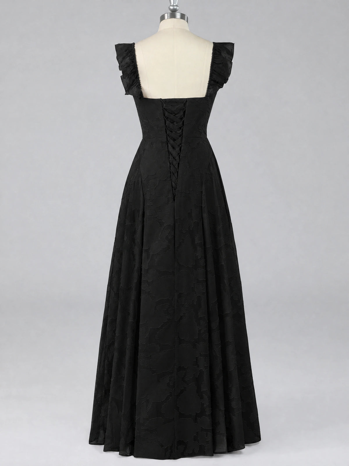 Jacquard Square Neck A-Line Maxi Dress