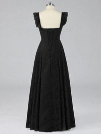 Jacquard Square Neck A-Line Maxi Dress