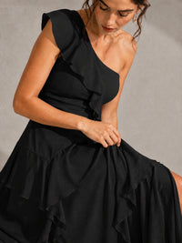 Sage Green One Shoulder Ruffle Bridesmaid Dress