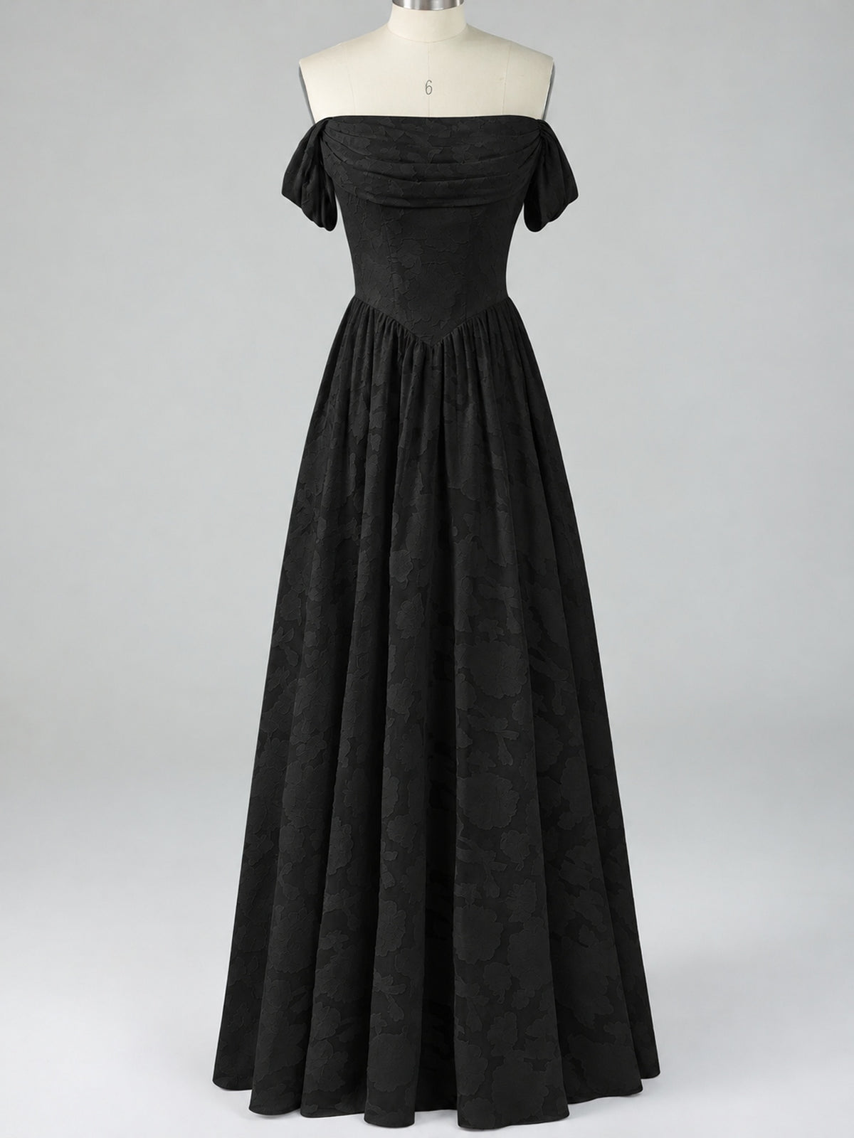 Off Shoulder Jacquard A-Line Maxi Dress