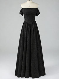 Off Shoulder Jacquard A-Line Maxi Dress
