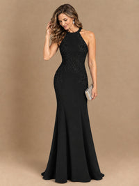 Halter Neckline Lace Appliques Mother of The Bride Dresses