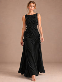 3D Floral Applique Sleeveless Formal Maxi Dress