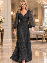 Sparkle Sequin Mother of The Bride Dresses with Long Sleeves