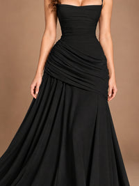 Butter Yellow Square Neck Ruched A-Line Prom Dress