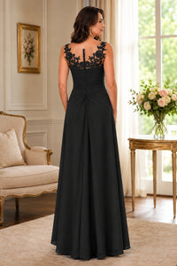 Elegant Chiffon Mother of the Bride Dress with Lace Applique and Cape Sleeves