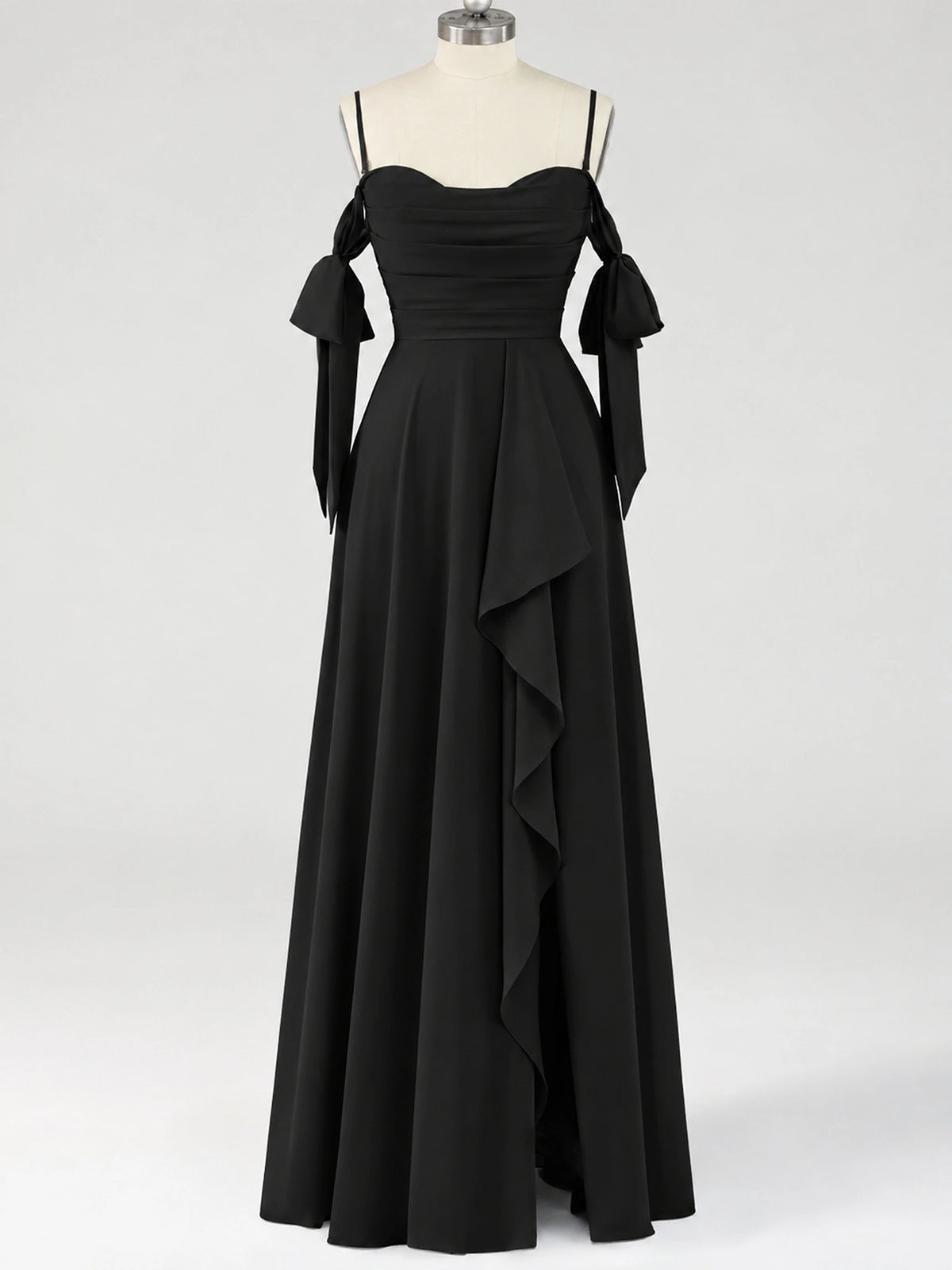 A-Line Ruffles Chiffon Bridesmaid Dress with Slit