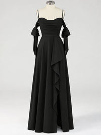 A-Line Ruffles Chiffon Bridesmaid Dress with Slit
