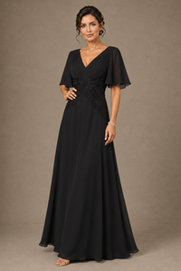A-Line Chiffon Mother of the Bride Dress with Applique