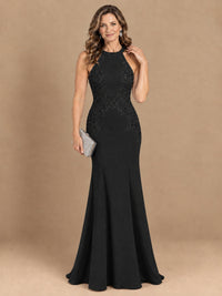 Halter Neckline Lace Appliques Mother of The Bride Dresses