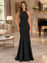 Halter Neckline Lace Appliques Mother of The Bride Dresses