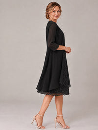 Tea Length Sequin Lace Mother of The Bride Dress with Chiffon Jacket