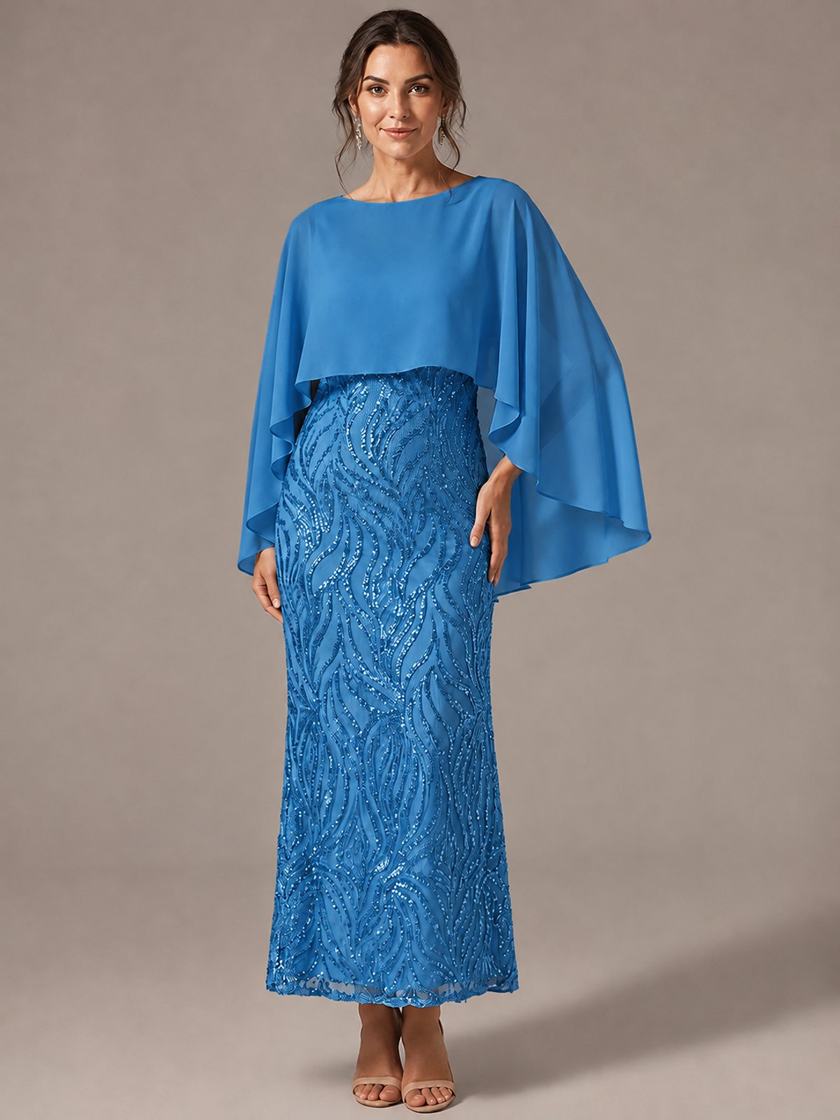 Light Blue Sequin 2 Pieces Mother of the Bride Dress