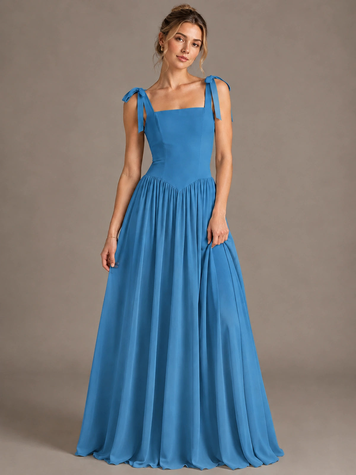 Square Neck A-Line Maxi Dress