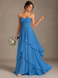 Strapless Ruffle A-Line Maxi Dress
