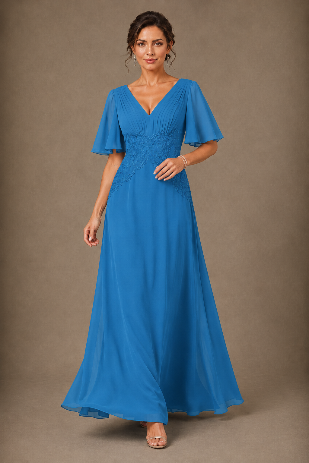 A-Line Chiffon Mother of the Bride Dress with Applique