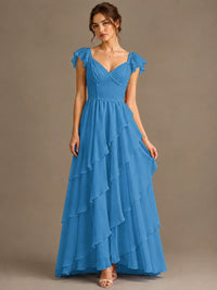 Ruffle Tiered V Neck Maxi Dress