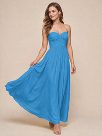 Strapless Pleated Chiffon A-Line Bridesmaid Dress