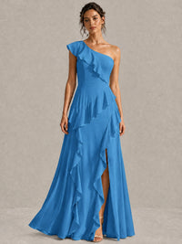 Sage Green One Shoulder Ruffle Bridesmaid Dress