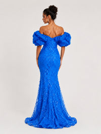 Sequin Off-Shoulder Ruffle Mermaid Prom Dress
