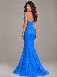 Strapless Corset Mermaid Prom Dress Lace Appliqué Formal Gown