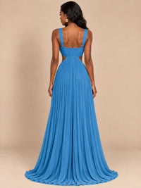 Butter Yellow Pleated Cutout Maxi Dress