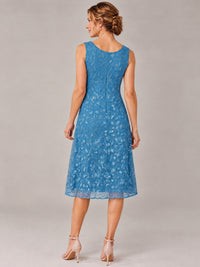 Tea Length Sequin Lace Mother of The Bride Dress with Chiffon Jacket