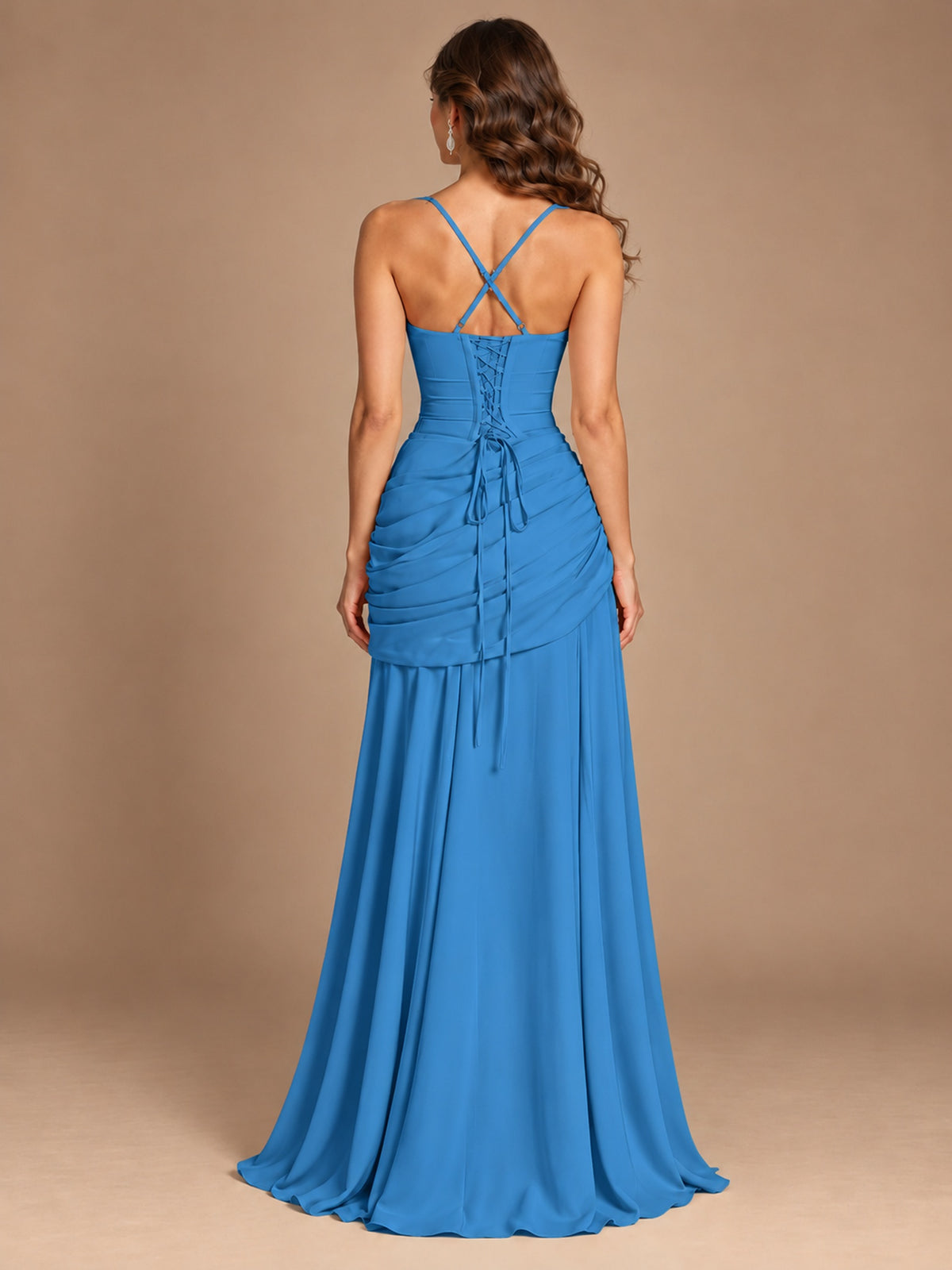 Butter Yellow Square Neck Ruched A-Line Prom Dress