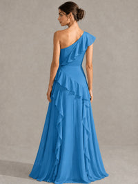 Sage Green One Shoulder Ruffle Bridesmaid Dress