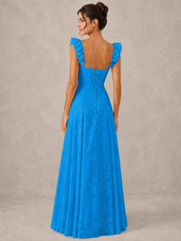 Jacquard Square Neck A-Line Maxi Dress