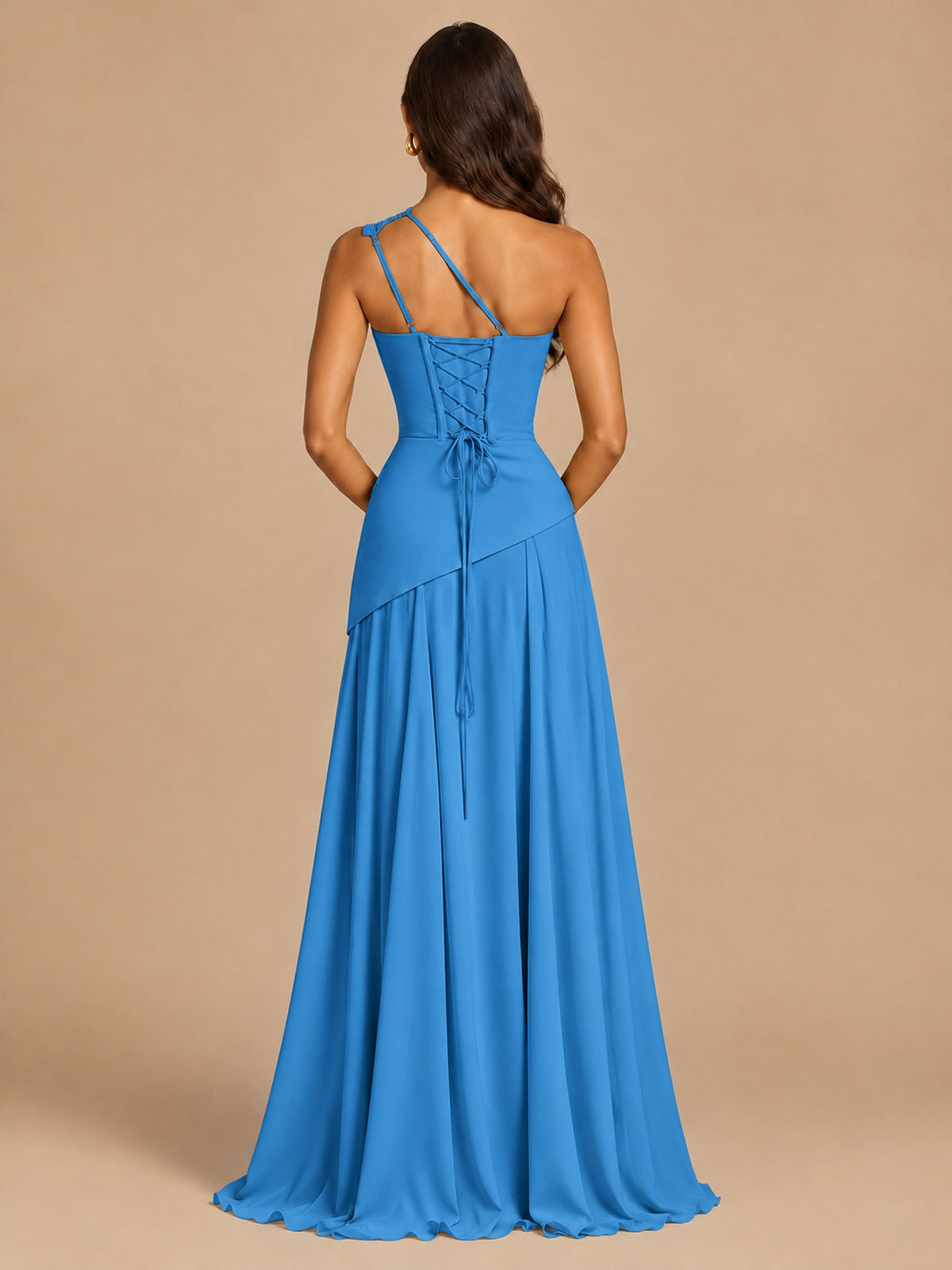 One Shoulder Prom Dress A-line Ruched Women Wedding Formal Gowns
