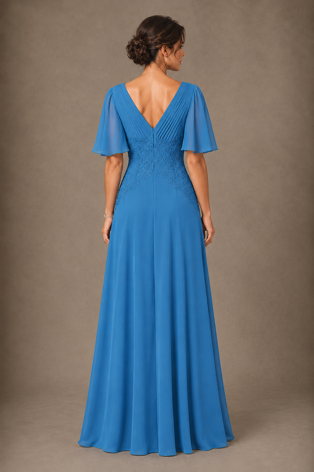 A-Line Chiffon Mother of the Bride Dress with Applique