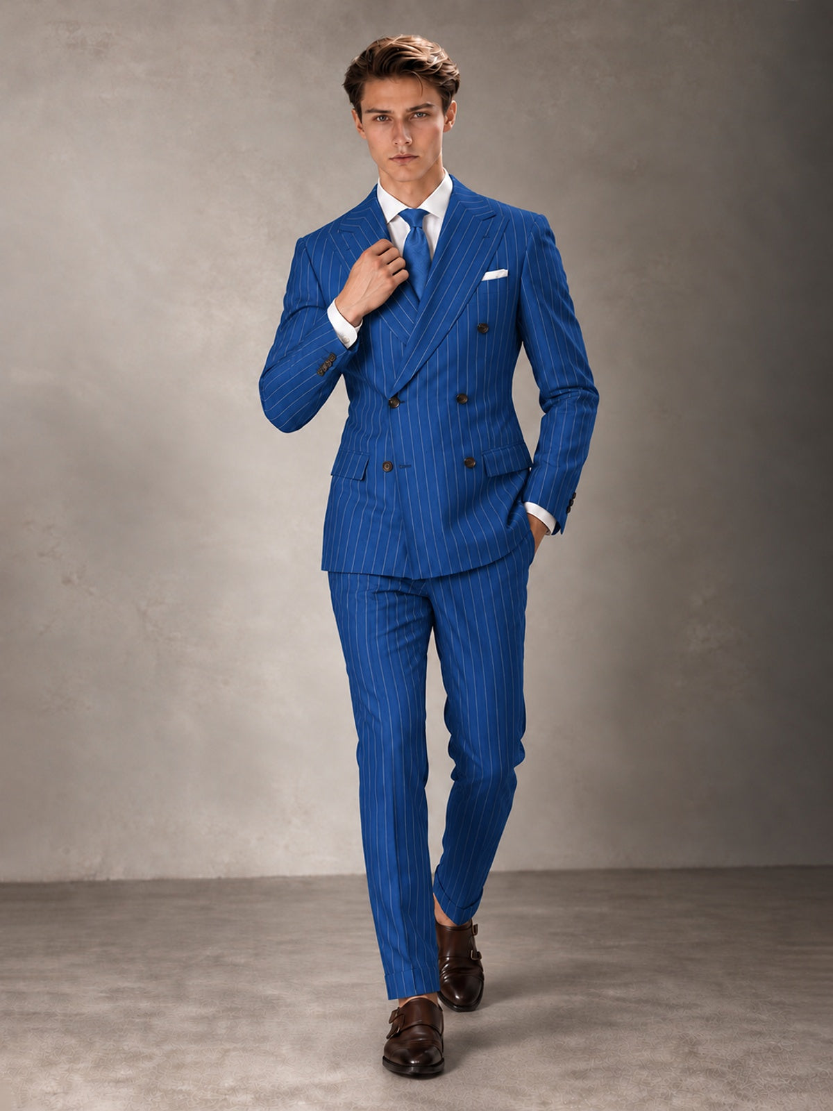 Double Breasted Pinstripe Men's Suit 2 Piece (Jacket & Pants) for Wedding & Formal Prom