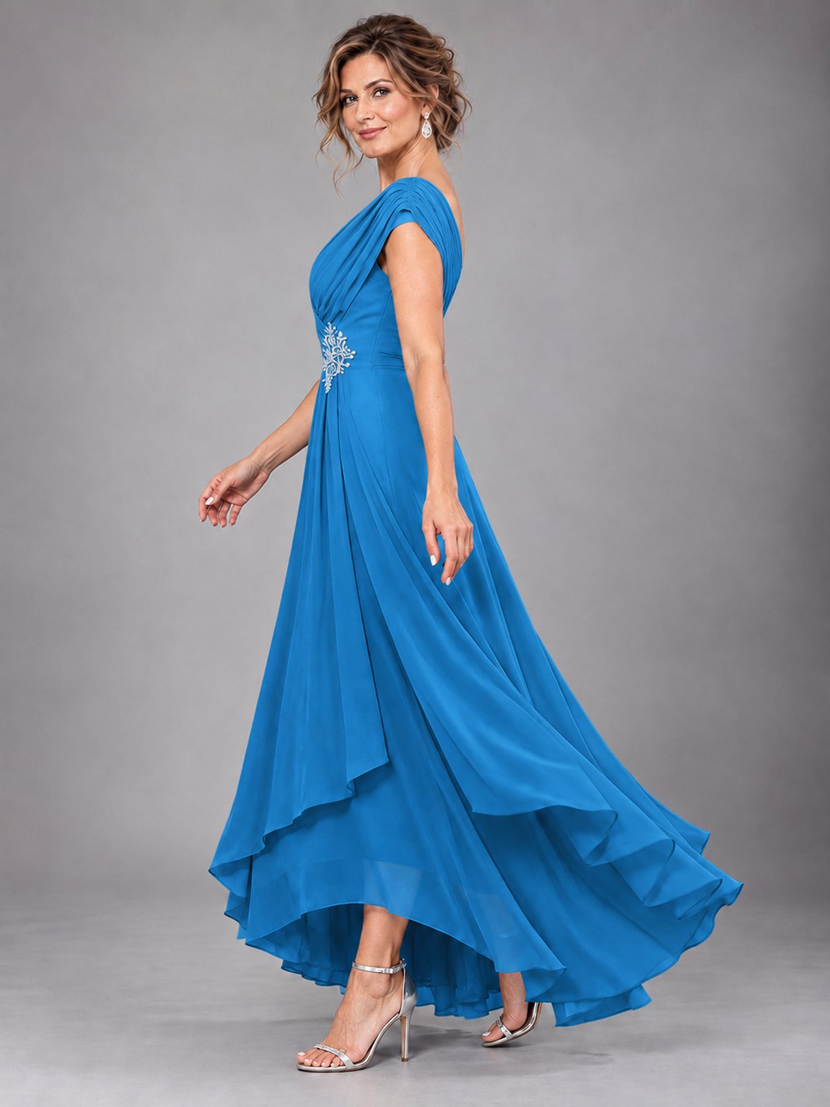 Cap Sleeve Chiffon A-Line Mother of the Bride Dress