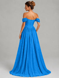 Off Shoulder Jacquard A-Line Maxi Dress