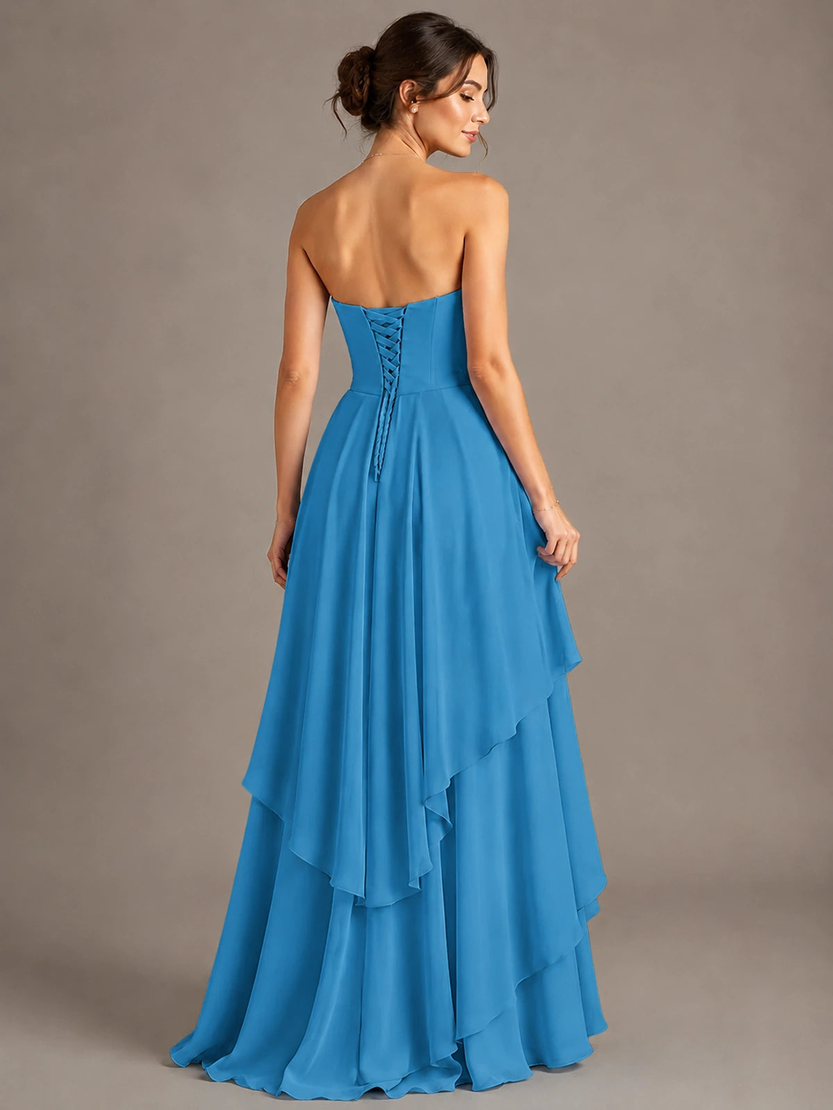 Strapless Ruffle A-Line Maxi Dress