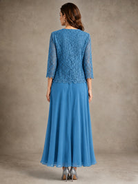 2-Piece Chiffon Mother of the Bride Dress with Lace Jacket