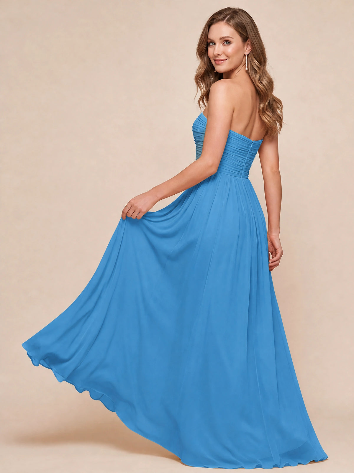 Strapless Pleated Chiffon A-Line Bridesmaid Dress