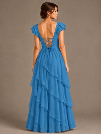 Ruffle Tiered V Neck Maxi Dress